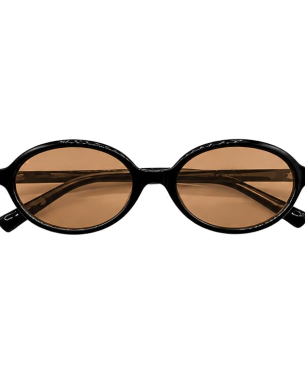 Óculos Solar Oval Hailey Preto com Lentes Marrom